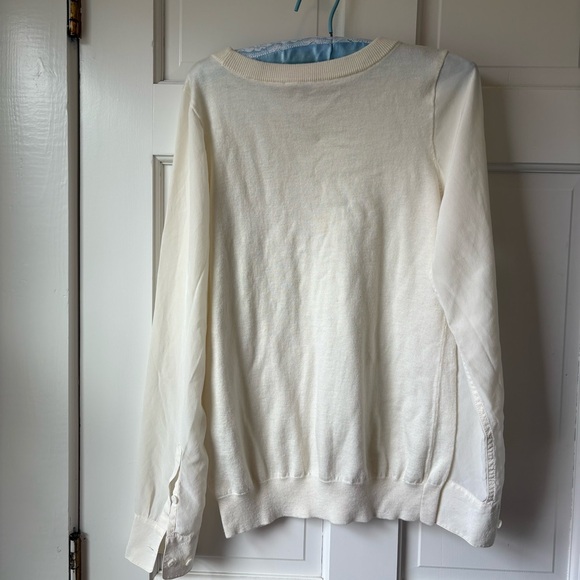 Joie Classic Cream Knit and Sheer Crew Neck Sweater Size S - Picture 4 of 5